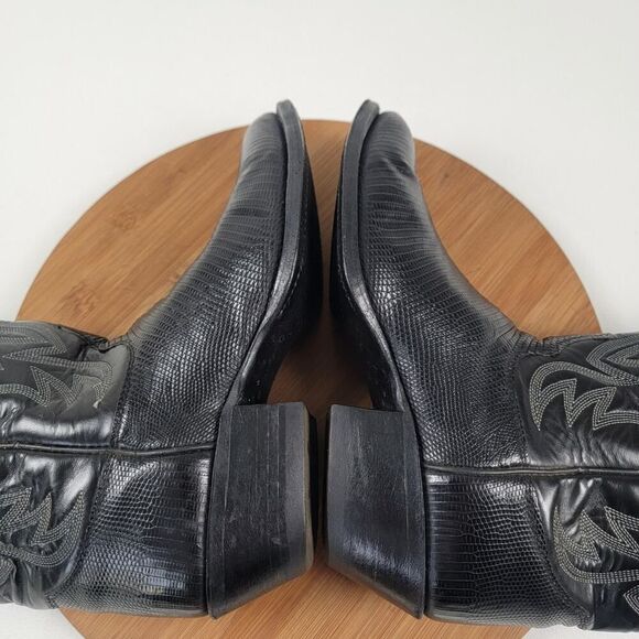 Justin Black Teju Lizard Exotic Skin Western Boots 9302 Women's Size 6.5 D USA - Picture 9 of 16